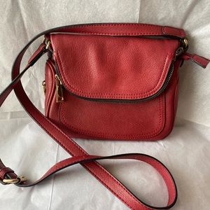 Red leather crossbody handbag